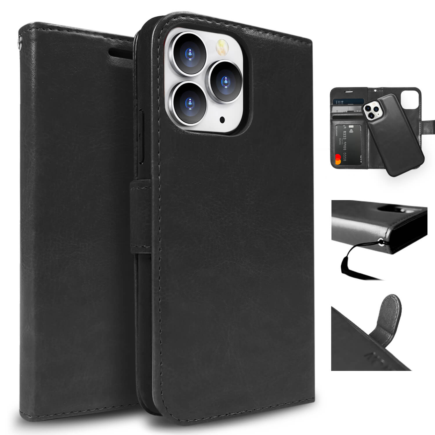 Tough On iPhone 13 Pro Max Case Flip Leather Wallet Black