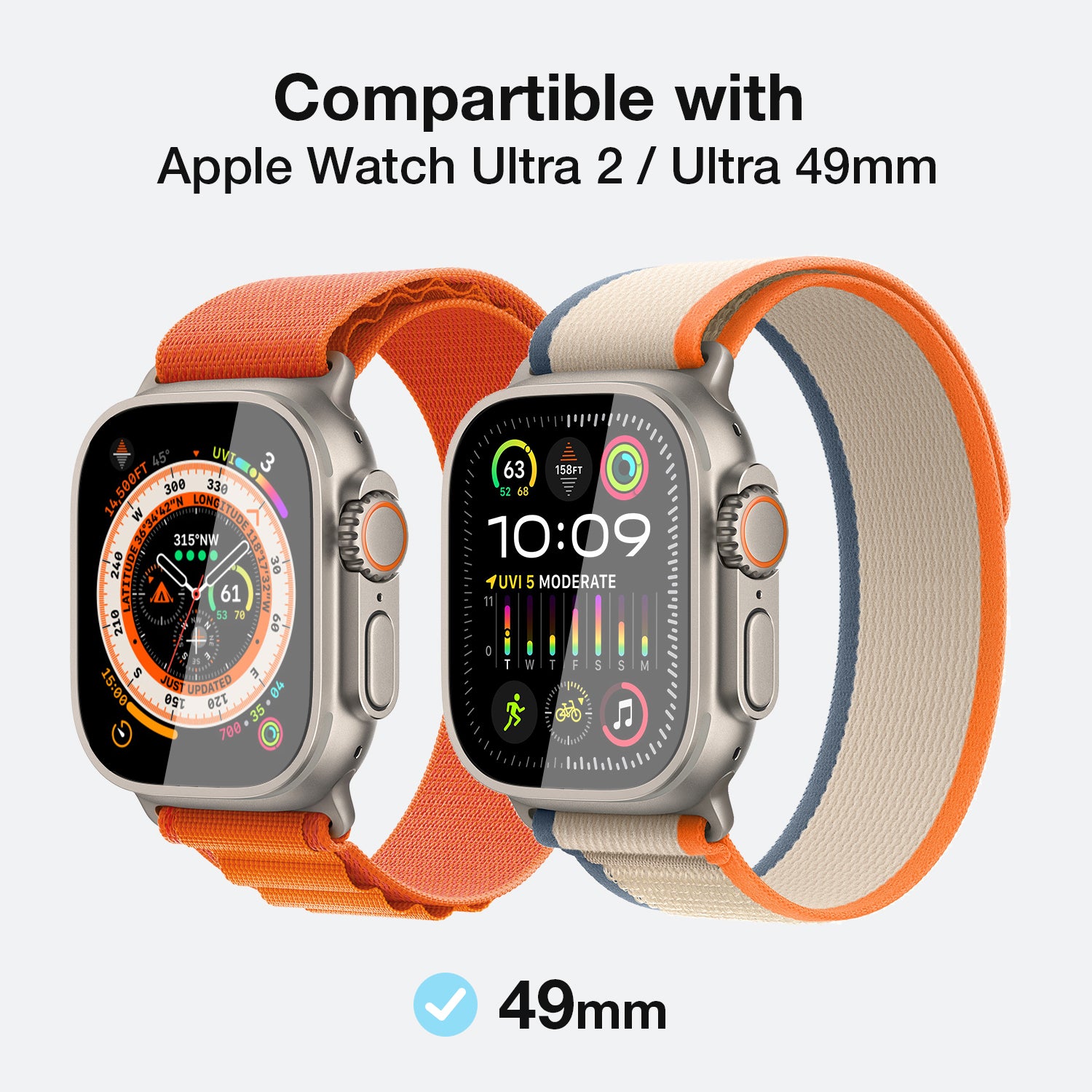 Tough On Apple Watch Ultra 2 / Ultra Screen Protector Tempered Glass with Install Frame 2 Pack