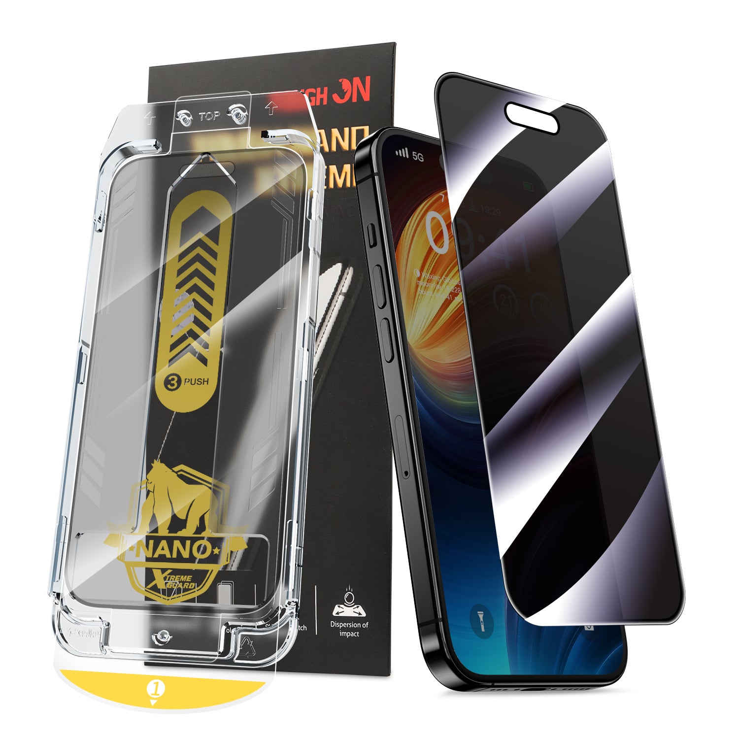 Tough On iPhone 16 Pro Max Privacy Screen Protector Tough Nano with Installation Kit