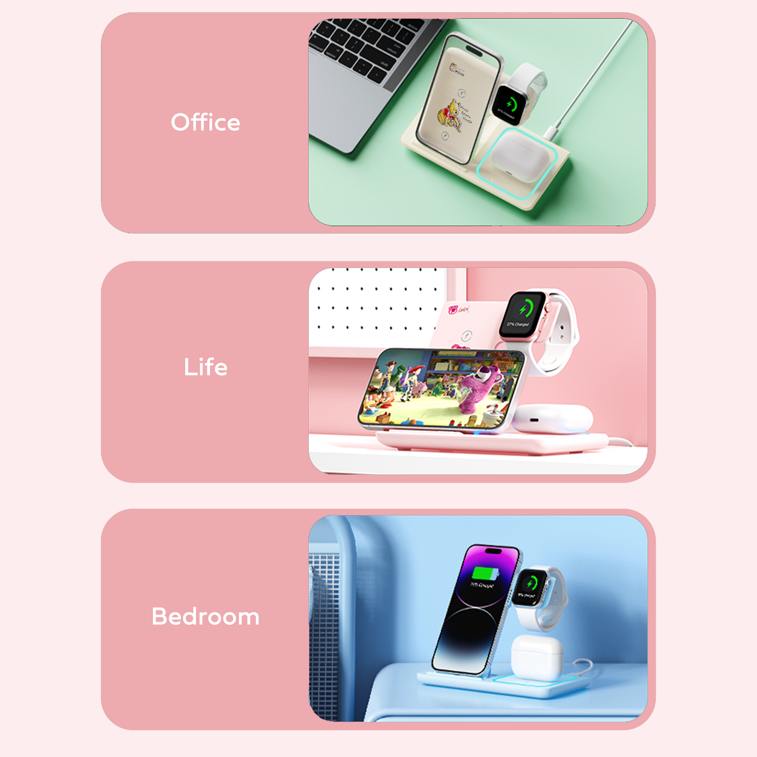 Disney 15W Wireless Charger 3 in 1 Foldable Wireless Charging