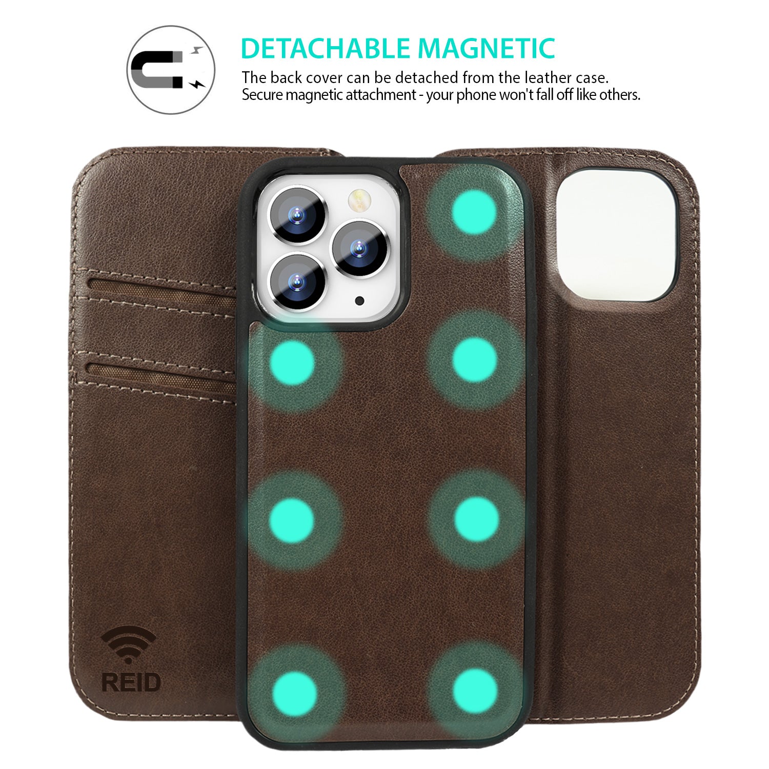 Tough On iPhone 15 Pro Case Magnetic Fine Detachable Leather