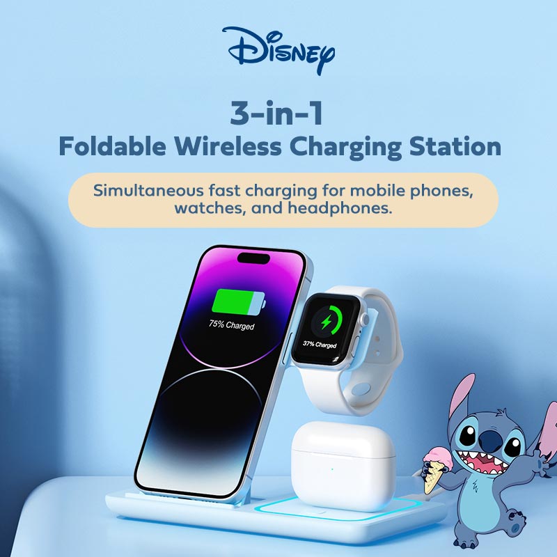 Disney 15W Wireless Charger 3 in 1 Foldable Wireless Charging