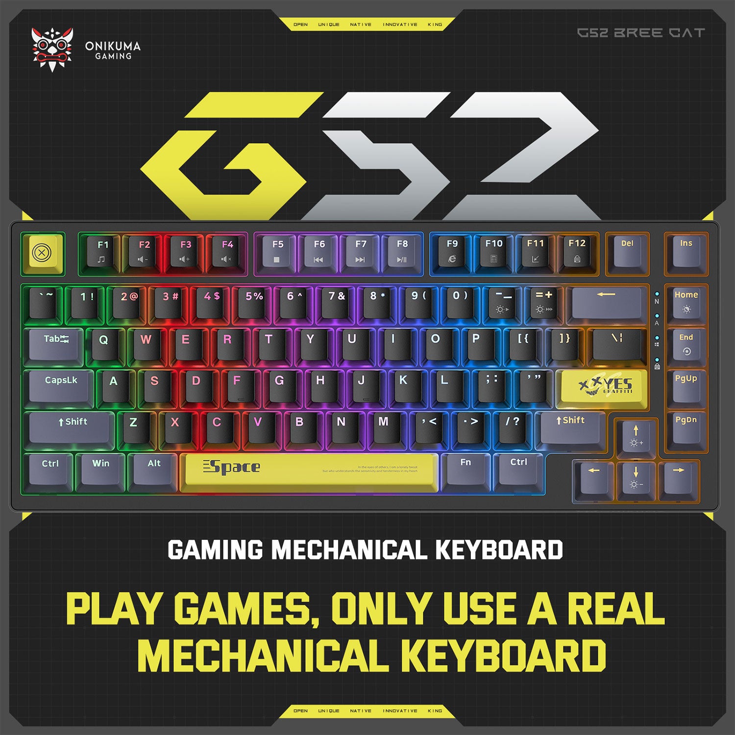 Onikuma G52 Gaming Wired Mechanical Keyboard with RGB Backlit