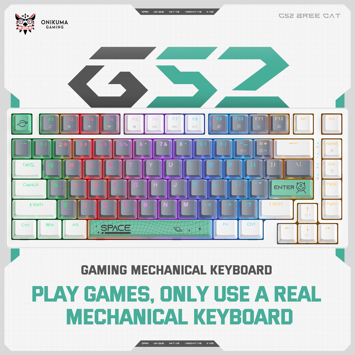 Onikuma G52 Gaming Wired Mechanical Keyboard with RGB Backlit