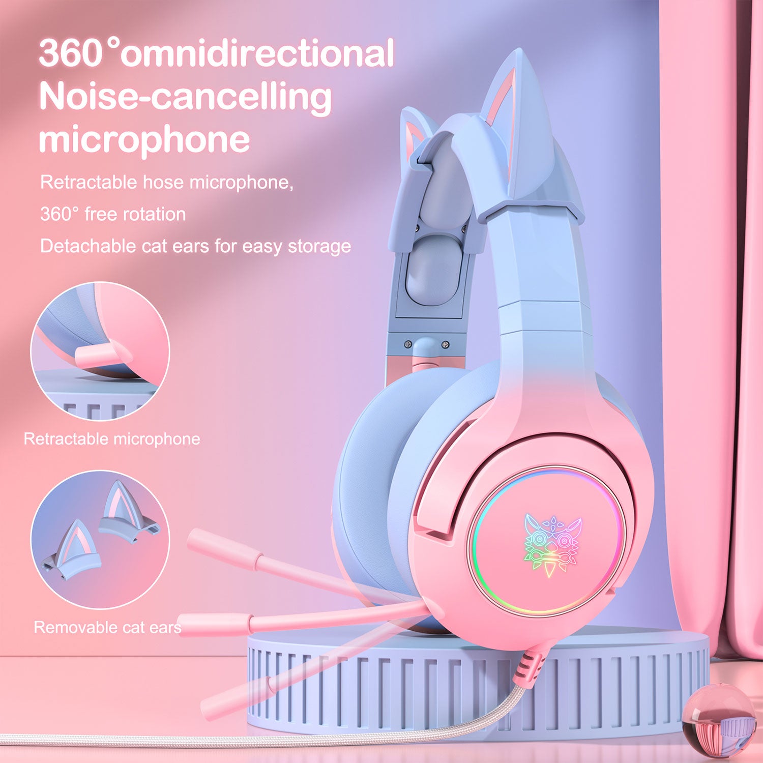 Onikuma K9 Gaming Headset CAT ELF RGB Stereo