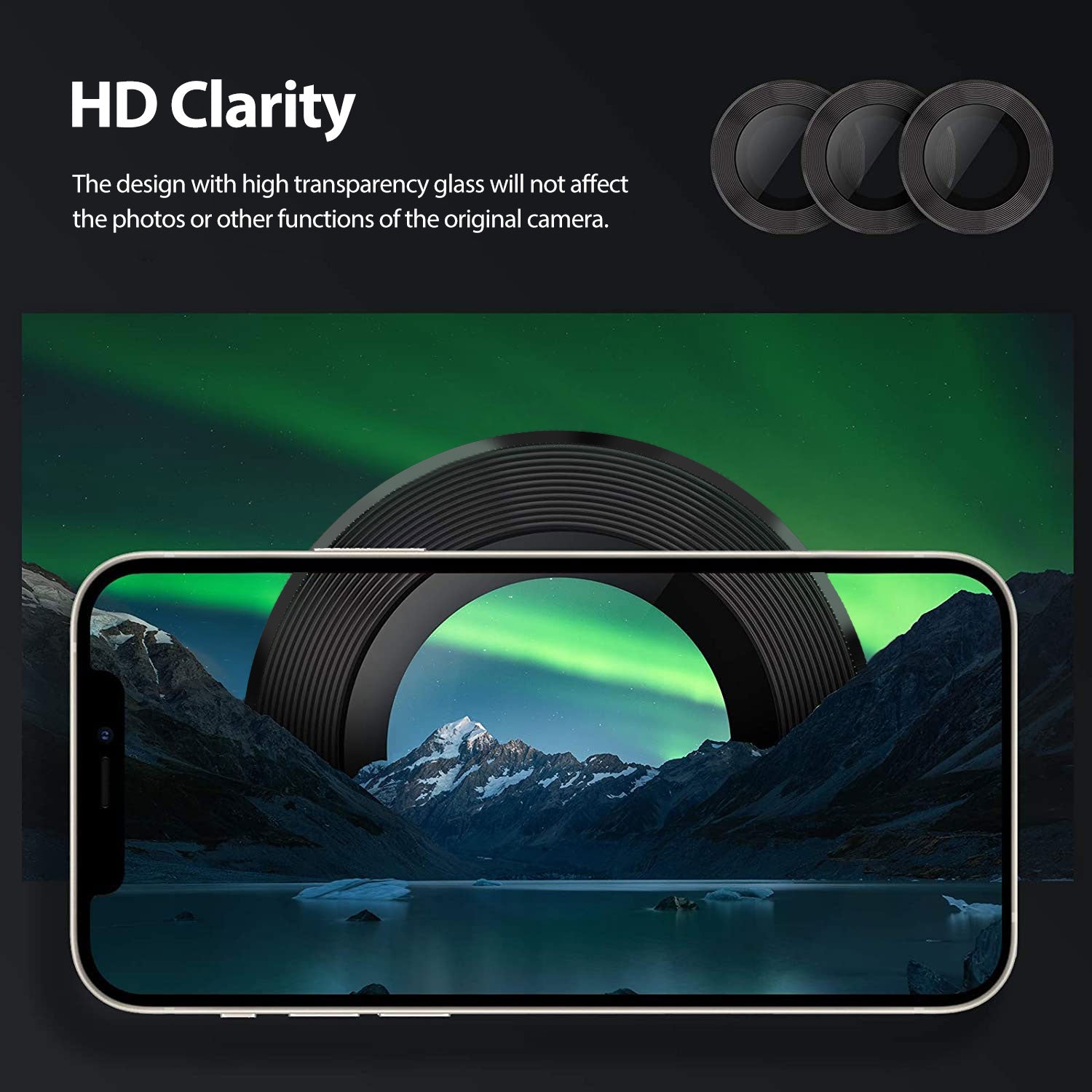 Tough On iPhone 16 Camera lens Protector Tempered Glass Individual Ring