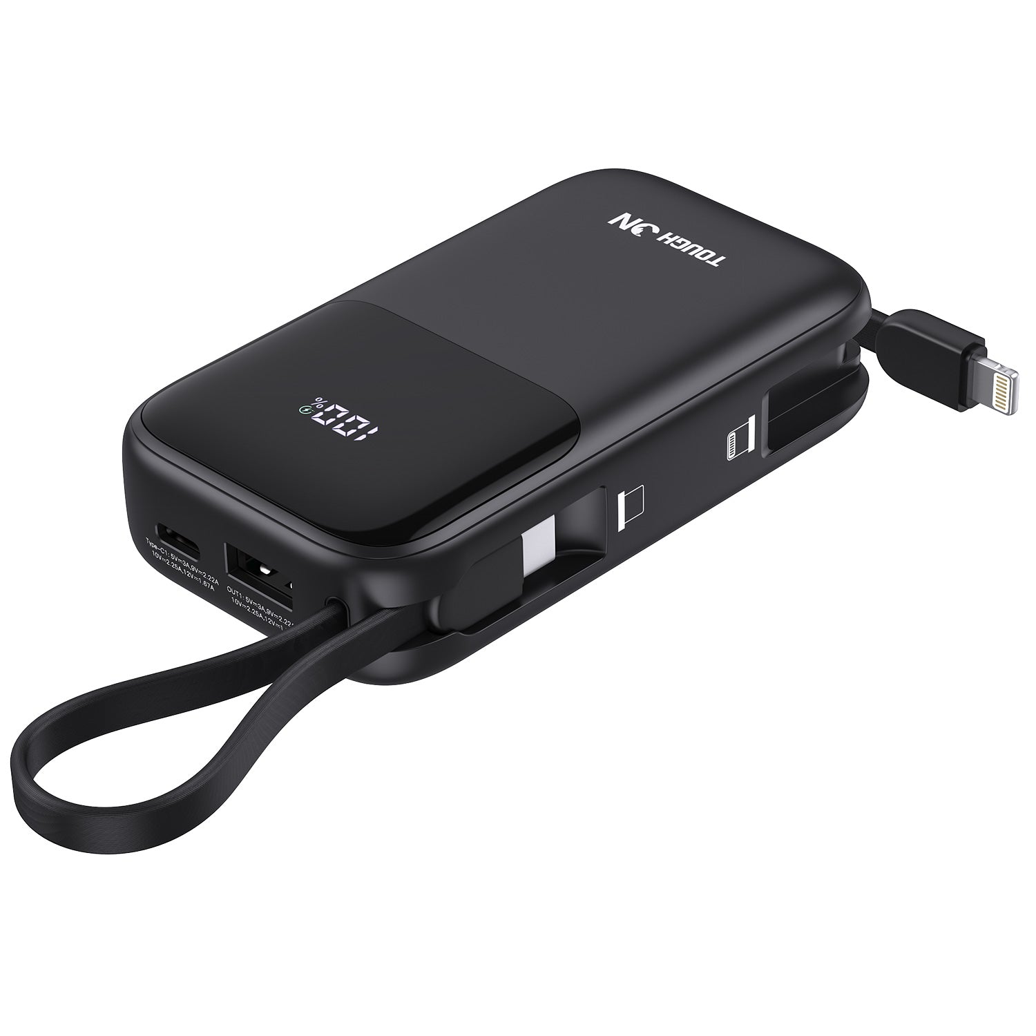 Tough On 20W 10000mAh Power Bank with Built-In Lightning and USB-C Cables