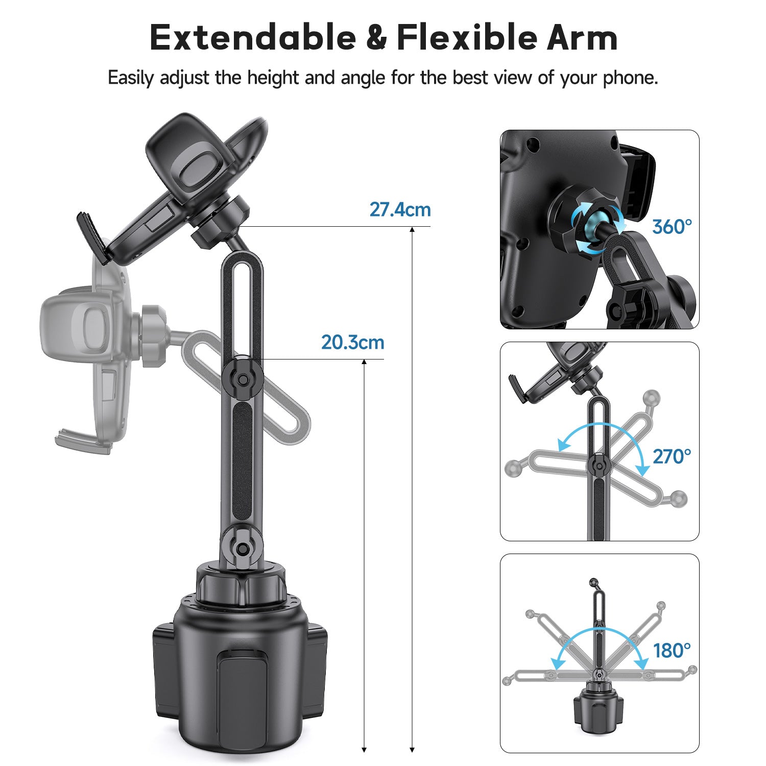 Tough On Adjustable Cup Phone Holder Car Mount