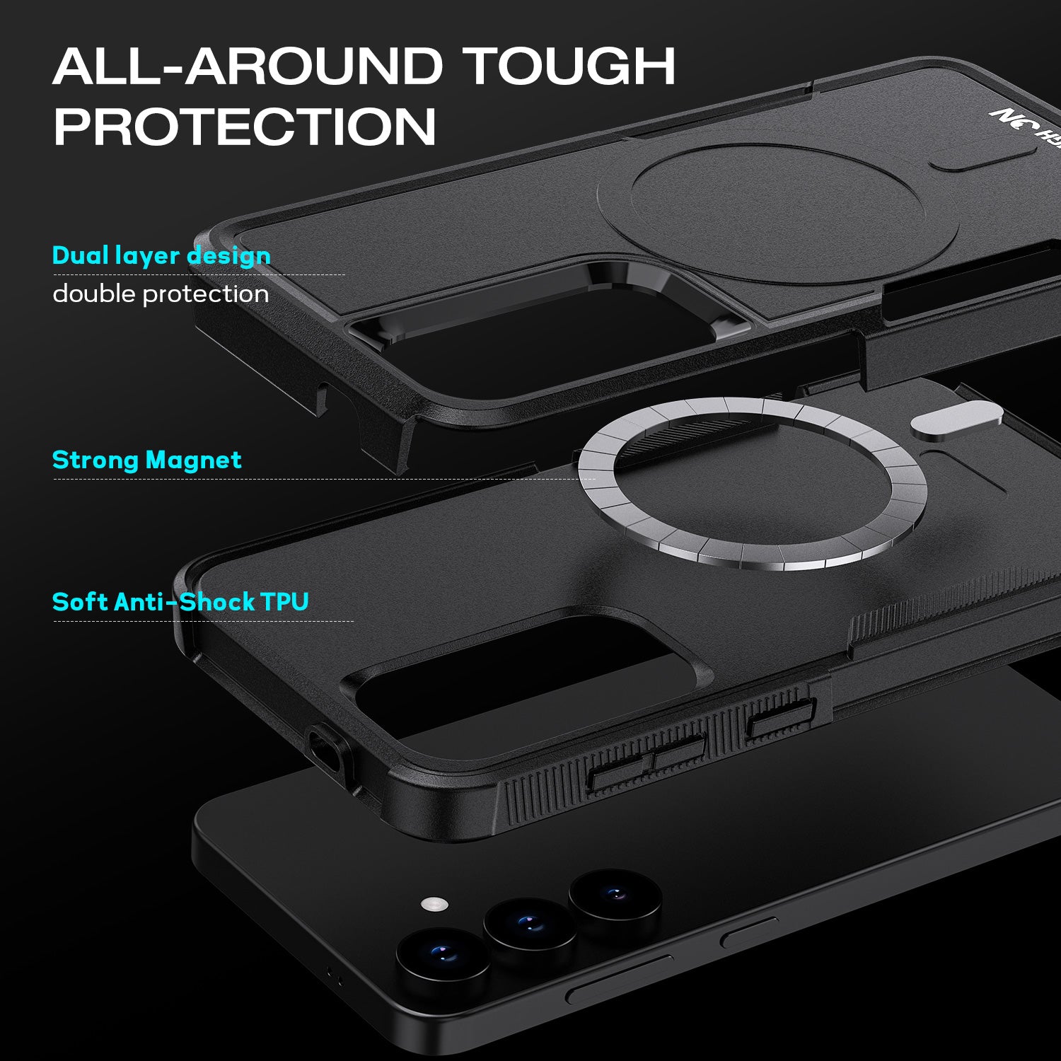 Tough On Samsung Galaxy S25 Case with MagSafe Heavy Armor Black