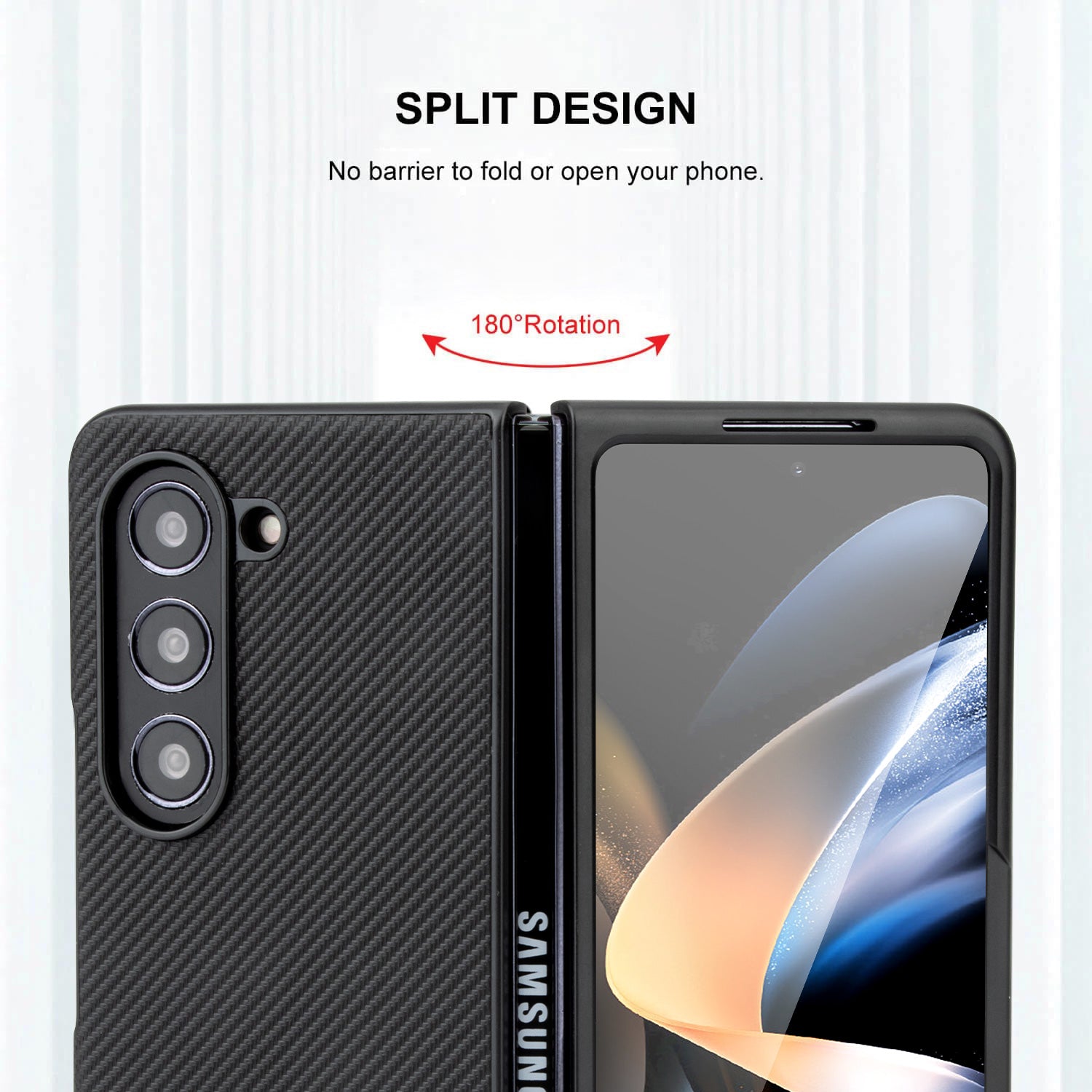 Tough On Samsung Galaxy Z Fold5 5G Case Carbon Fiber Black