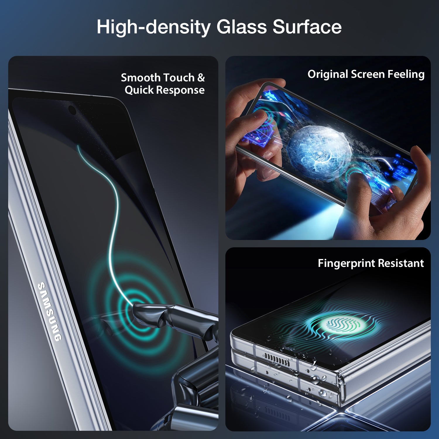 Tough On Samsung Galaxy Z Fold5 5G Tempered Glass Screen Protector with Installation Kit