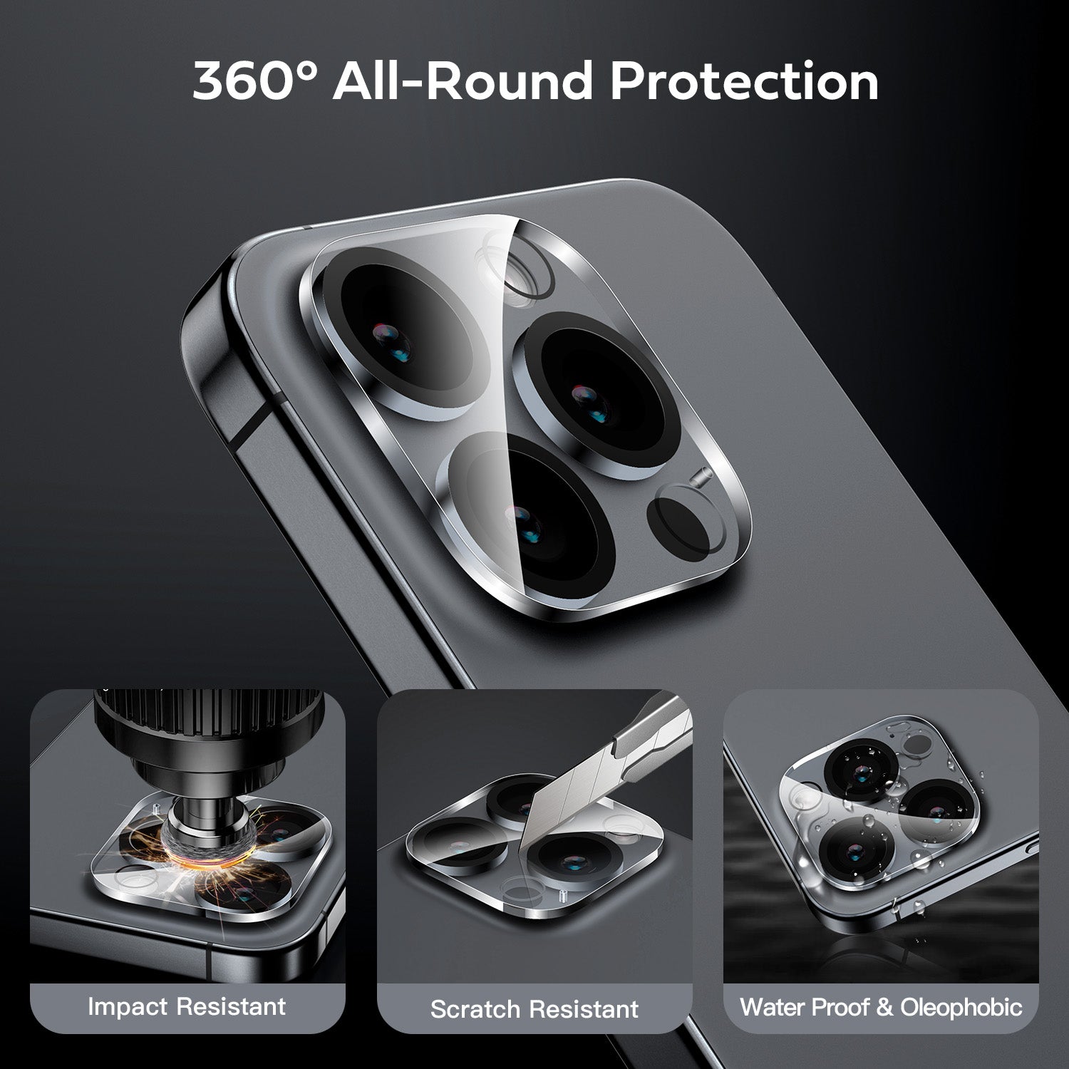 Tough On iPhone 16 Pro Max Rear Camera Protector Tempered Glass Black