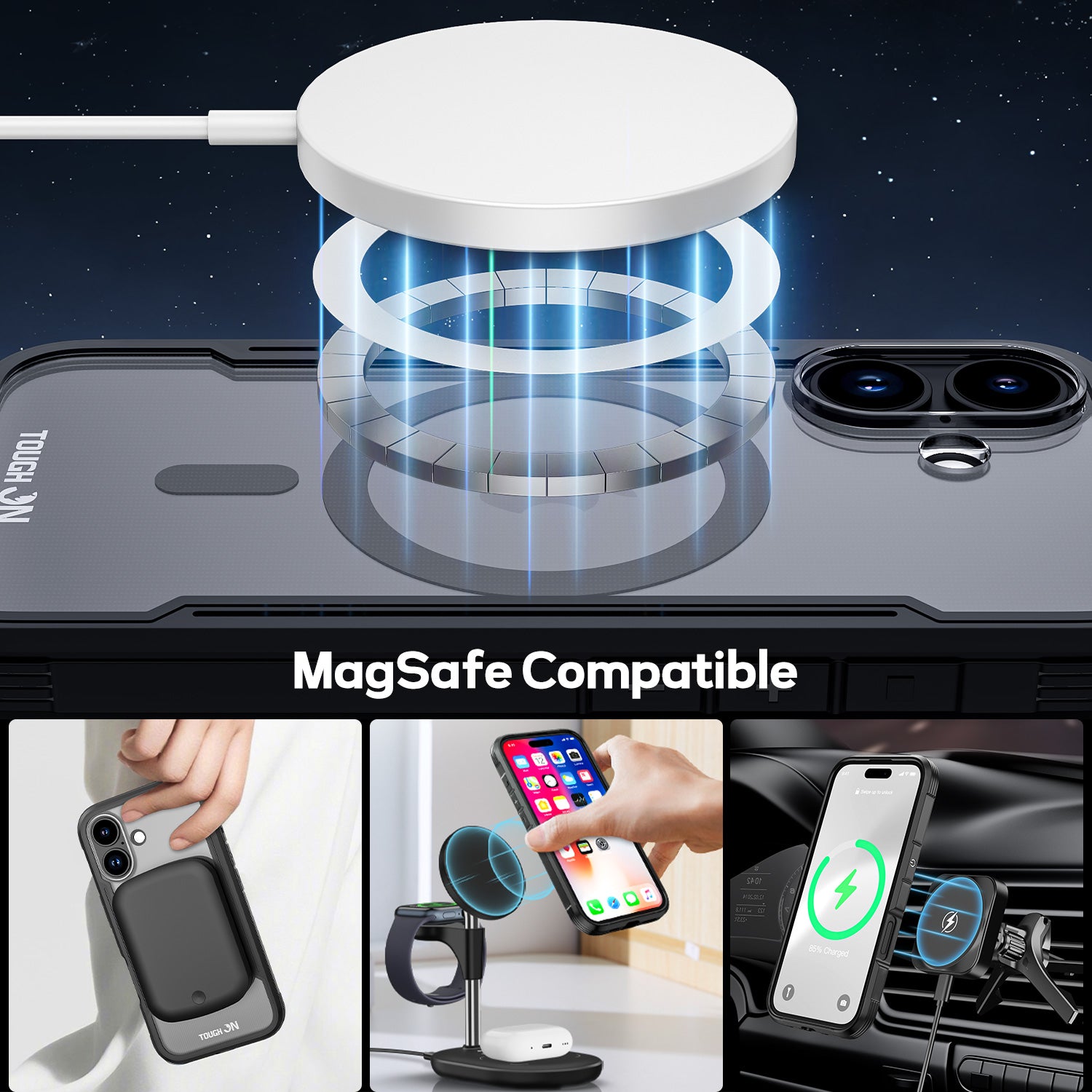 Tough On iPhone 16 Case Iron Shield with MagSafe