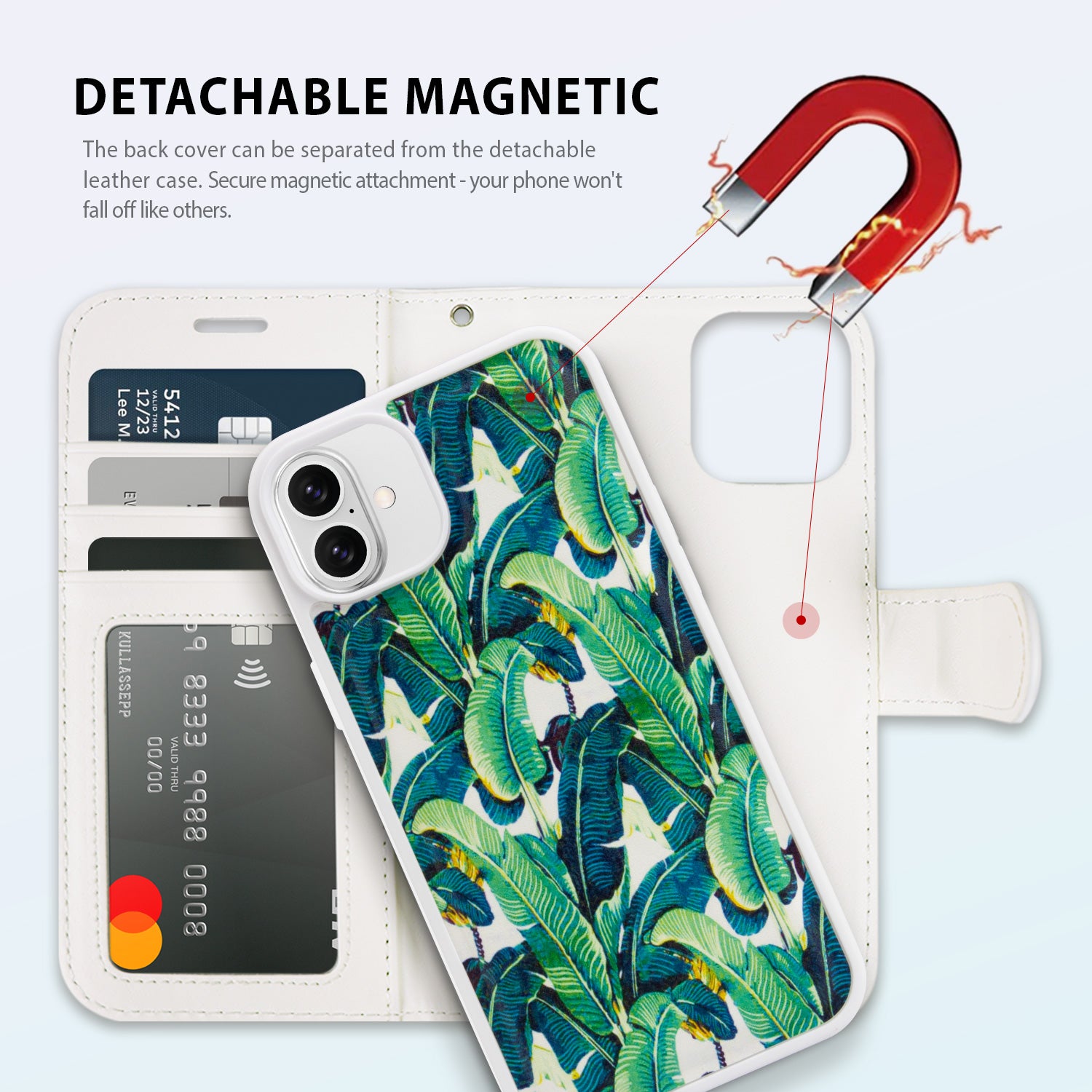 Tough On iPhone 16 Case Magnetic Detachable Leather