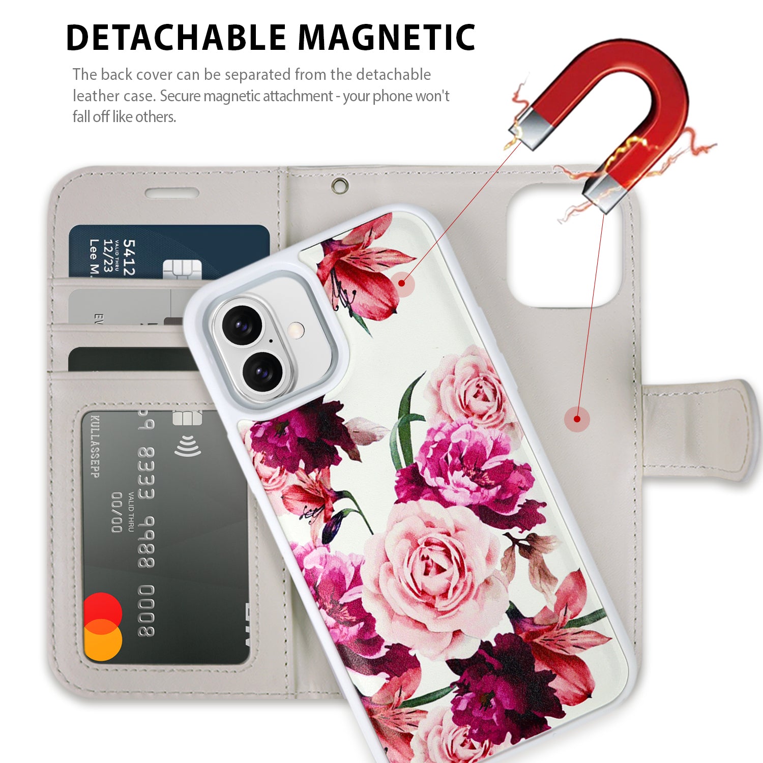 Tough On iPhone 16 Case Magnetic Detachable Leather