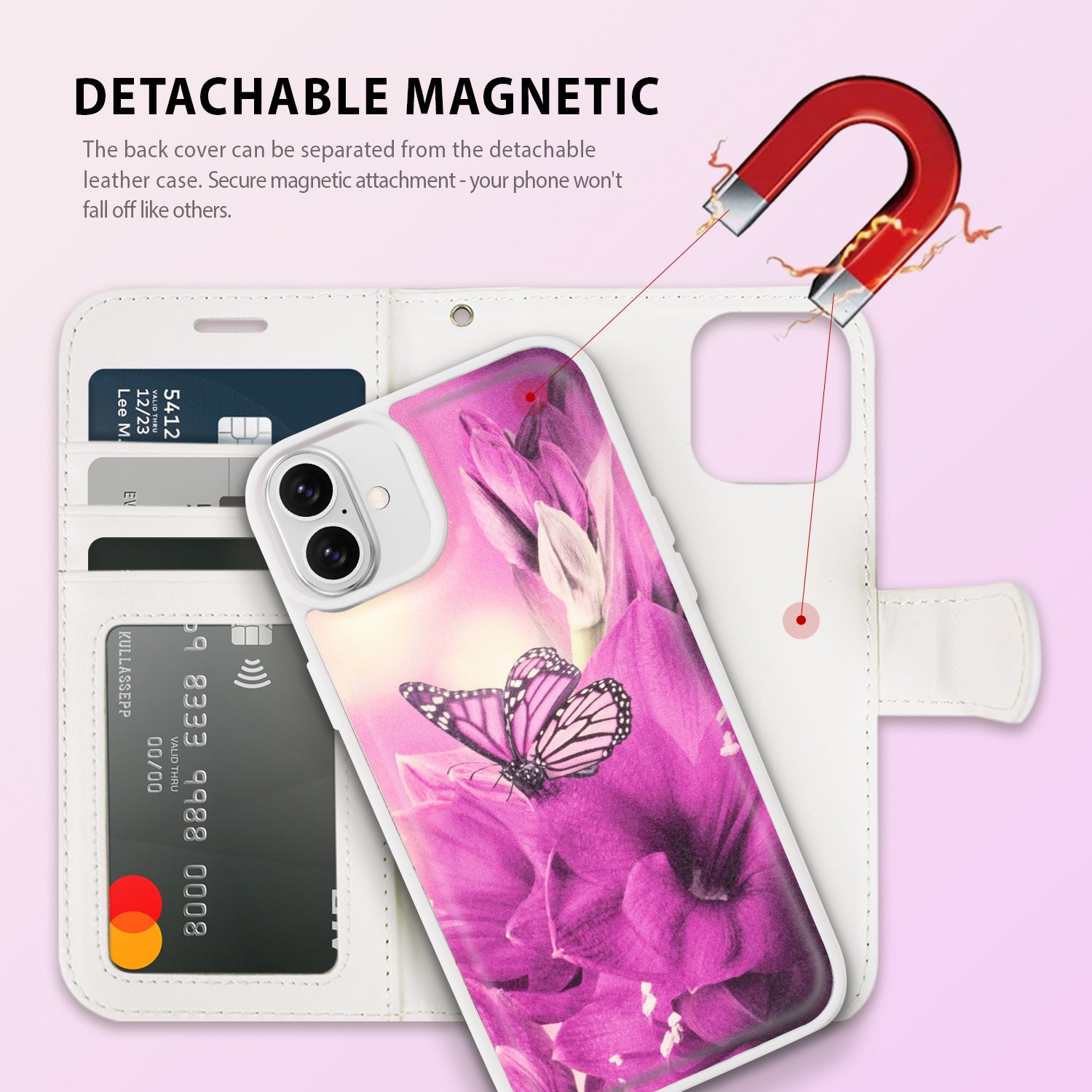 Tough On iPhone 16 Case Magnetic Detachable Leather