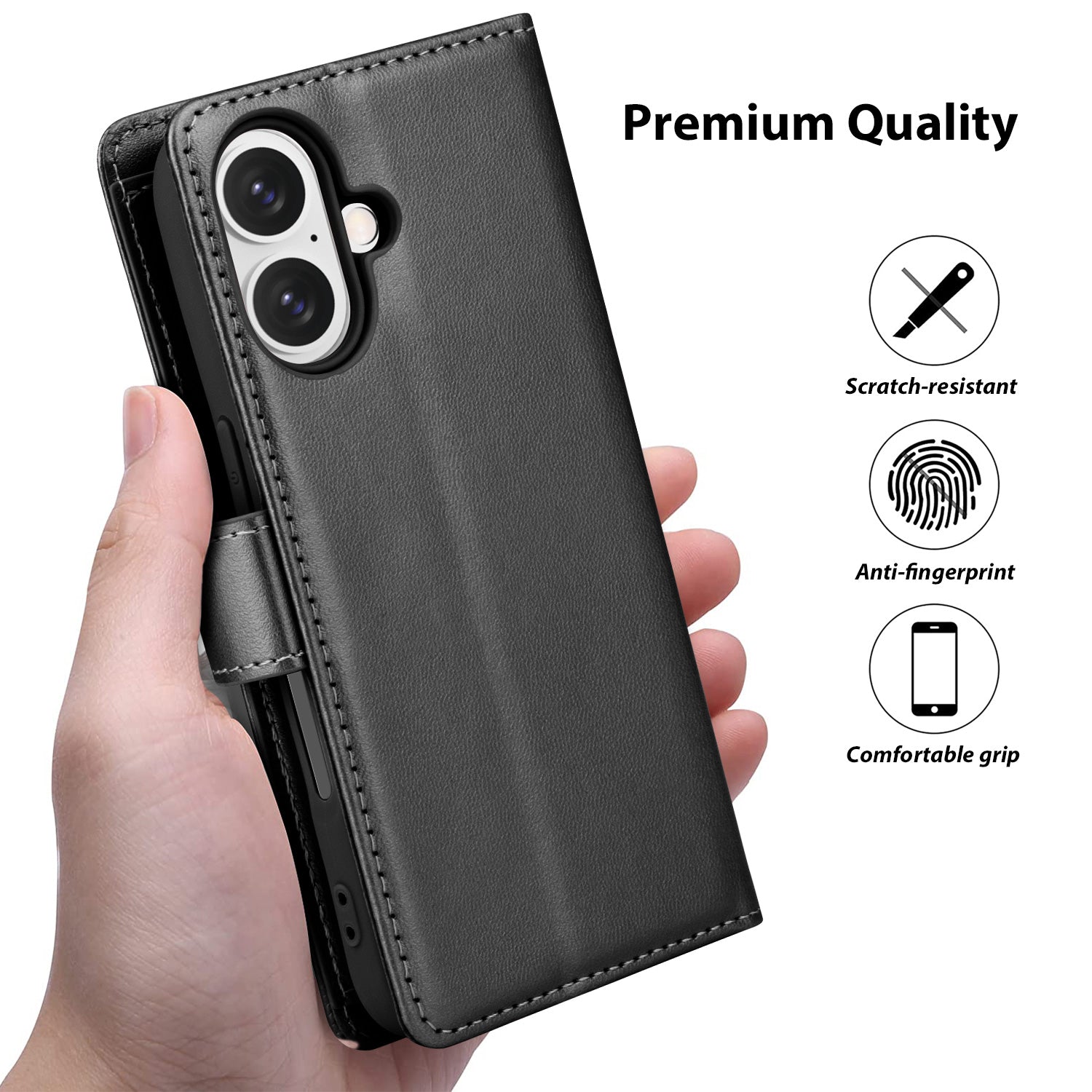 Tough On iPhone 16 Plus Flip Wallet Leather Case