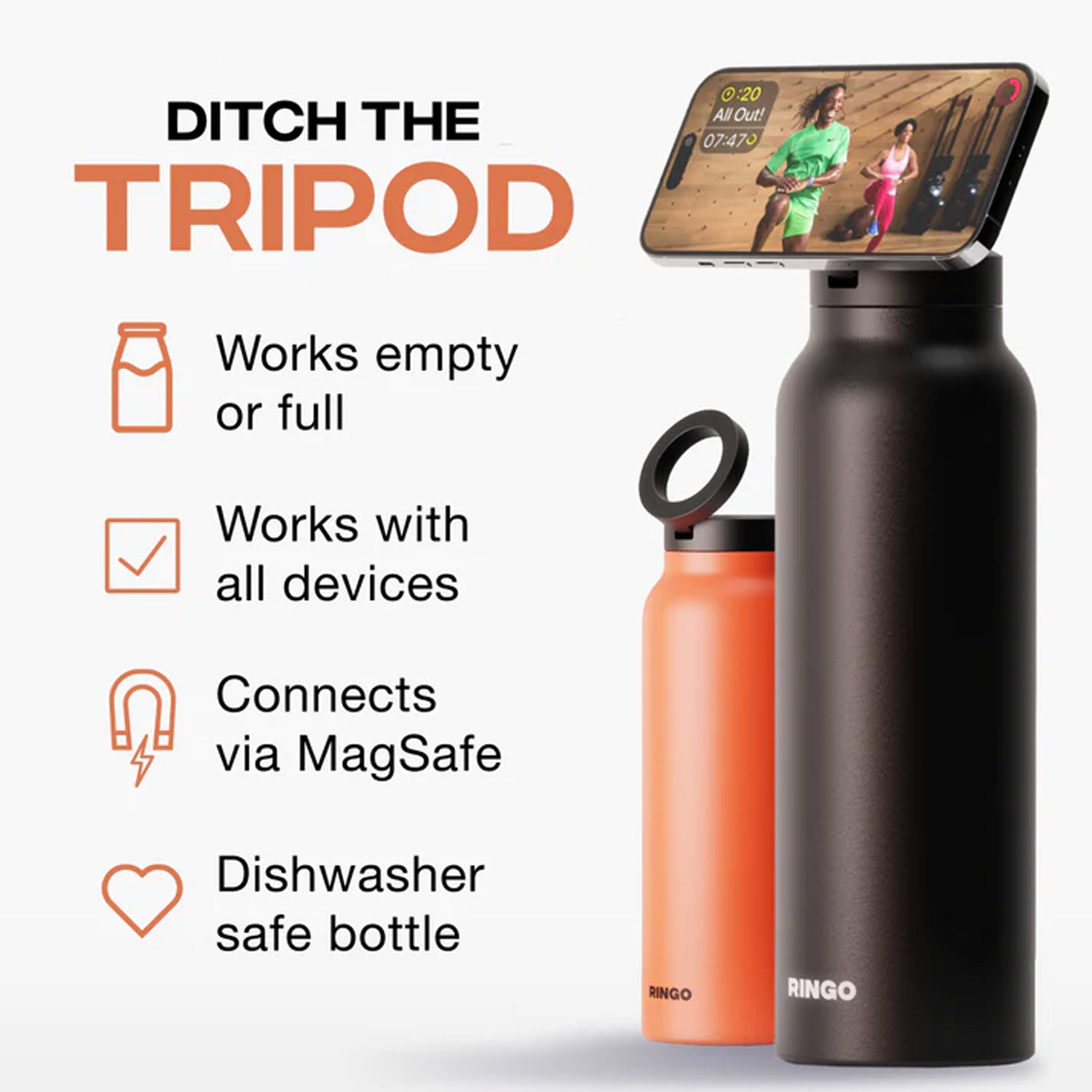 Ringo Water Bottle with Magnetic Phone Mount