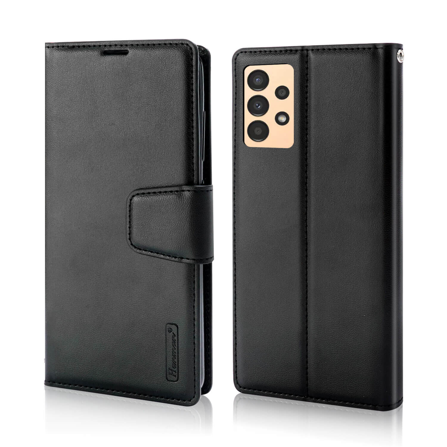 Hanman Samsung Galaxy A13 4G Leather Case Wallet Black