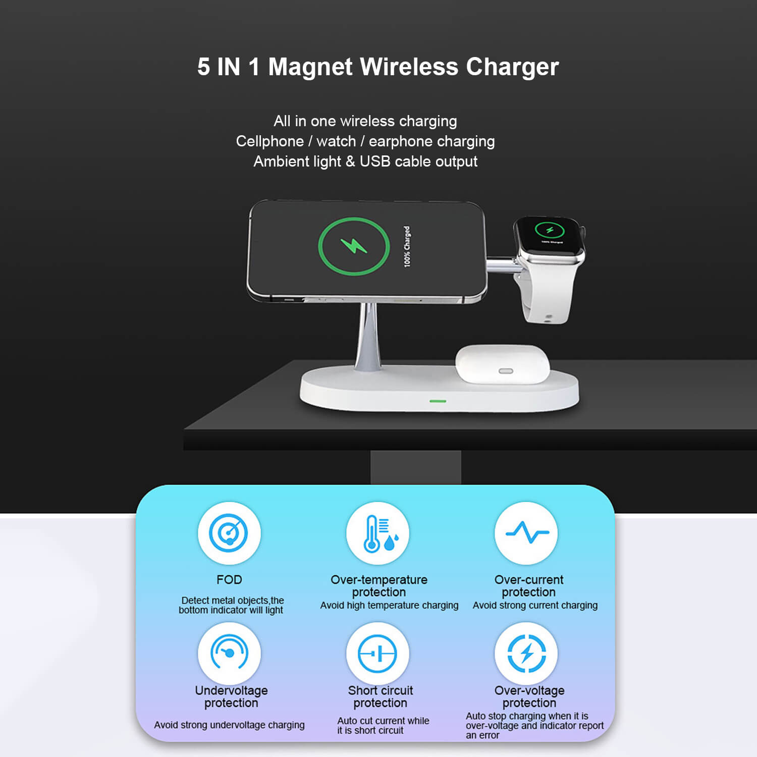 5 in 1 online wireless charger