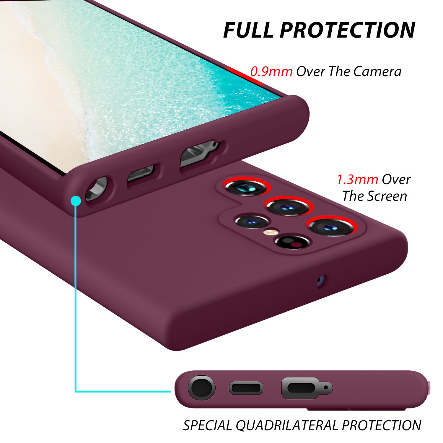 Tough On Samsung Galaxy S23 Ultra Silicone Case Burgundy