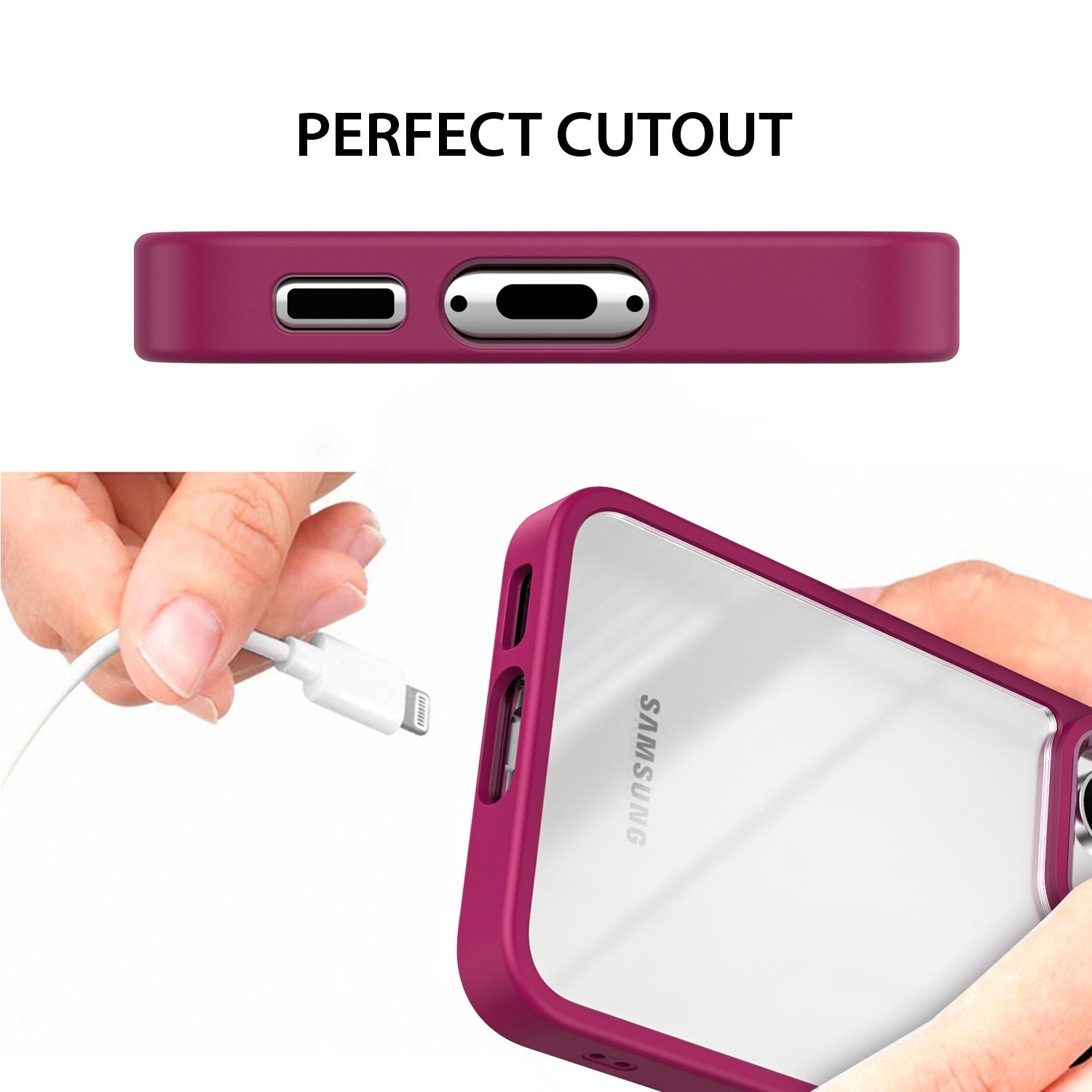 Tough On Samsung Galaxy S23 Clear Case Protector Burgundy